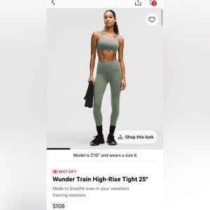 Lululemon Wunder Train Legging 25”in sage grey